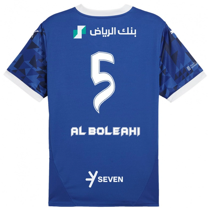 Danxen Mænd Ali Al-Bulayhi #5 Mørkeblå Hvid Hjemmebane Spillertrøjer 2024/25 Trøje T-Shirt