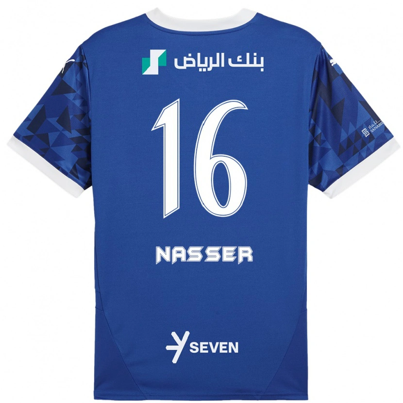 Danxen Mænd Nasser Al-Dawsari #16 Mørkeblå Hvid Hjemmebane Spillertrøjer 2024/25 Trøje T-Shirt