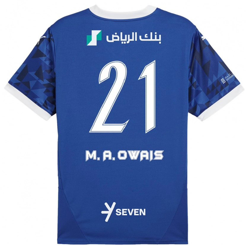 Danxen Mænd Mohammed Al-Owais #21 Mørkeblå Hvid Hjemmebane Spillertrøjer 2024/25 Trøje T-Shirt