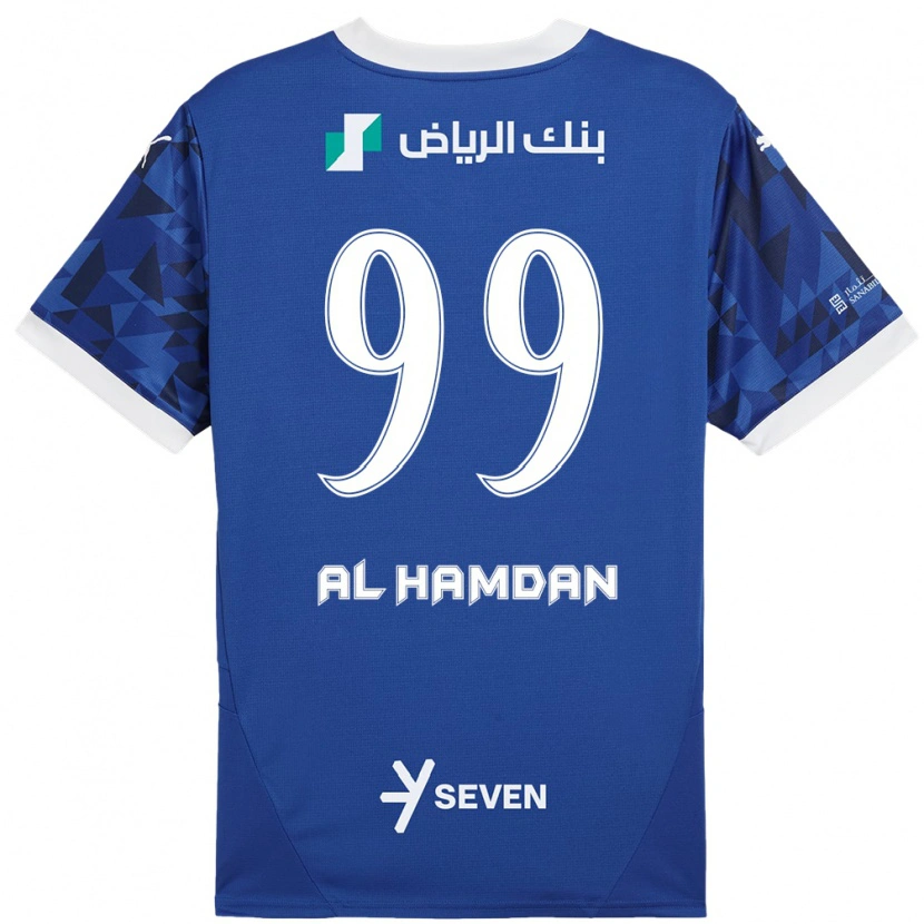 Danxen Mænd Abdullah Al-Hamdan #99 Mørkeblå Hvid Hjemmebane Spillertrøjer 2024/25 Trøje T-Shirt