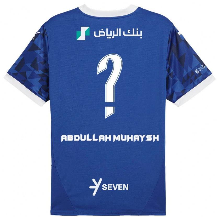 Danxen Mænd Mohammed Abdullah Muhaysh #0 Mørkeblå Hvid Hjemmebane Spillertrøjer 2024/25 Trøje T-Shirt