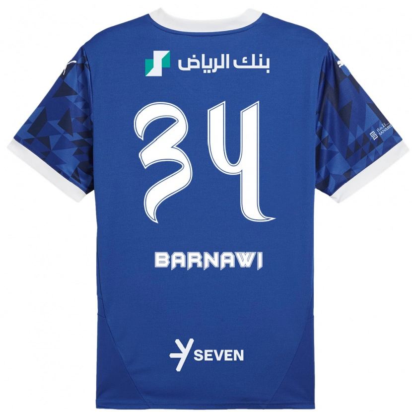 Danxen Mænd Saleh Barnawi #34 Mørkeblå Hvid Hjemmebane Spillertrøjer 2024/25 Trøje T-Shirt