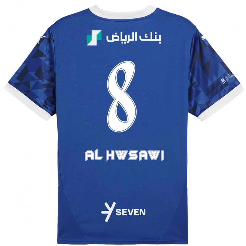 Danxen Mænd Al Bandari Al-Hwsawi #8 Mørkeblå Hvid Hjemmebane Spillertrøjer 2024/25 Trøje T-Shirt