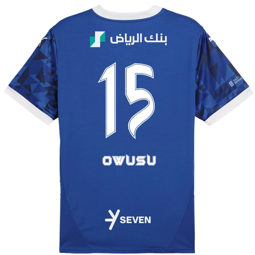 Danxen Mænd Mavis Owusu #15 Mørkeblå Hvid Hjemmebane Spillertrøjer 2024/25 Trøje T-Shirt