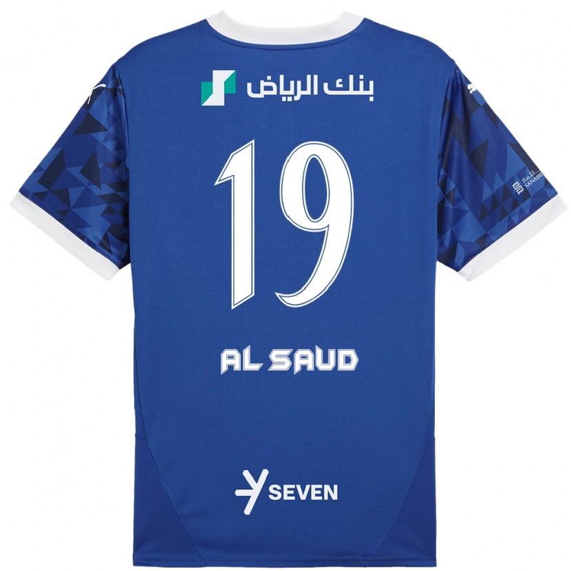 Danxen Mænd Manal Al Saud #19 Mørkeblå Hvid Hjemmebane Spillertrøjer 2024/25 Trøje T-Shirt