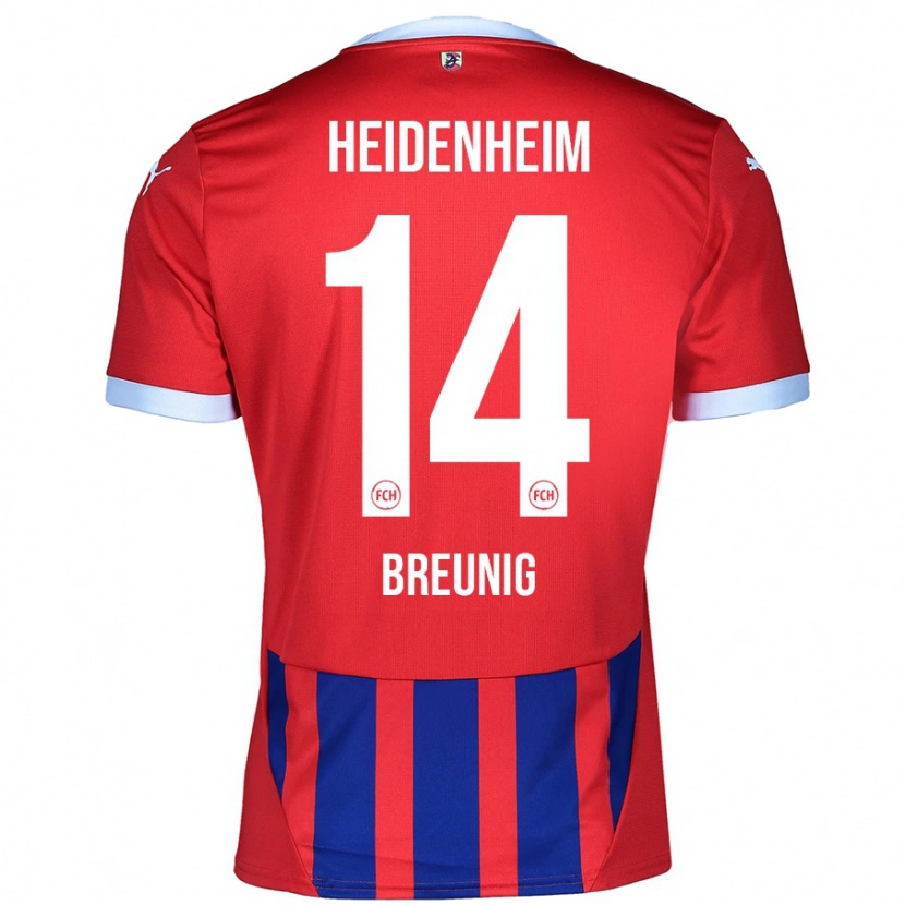 Danxen Mænd Maximilian Breunig #14 Rød Blå Hjemmebane Spillertrøjer 2024/25 Trøje T-Shirt