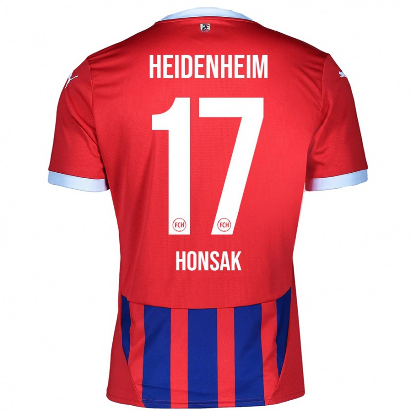 Danxen Mænd Mathias Honsak #17 Rød Blå Hjemmebane Spillertrøjer 2024/25 Trøje T-Shirt