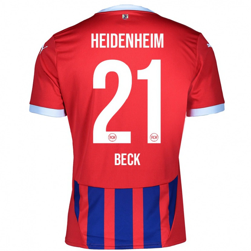 Danxen Mænd Adrian Beck #21 Rød Blå Hjemmebane Spillertrøjer 2024/25 Trøje T-Shirt
