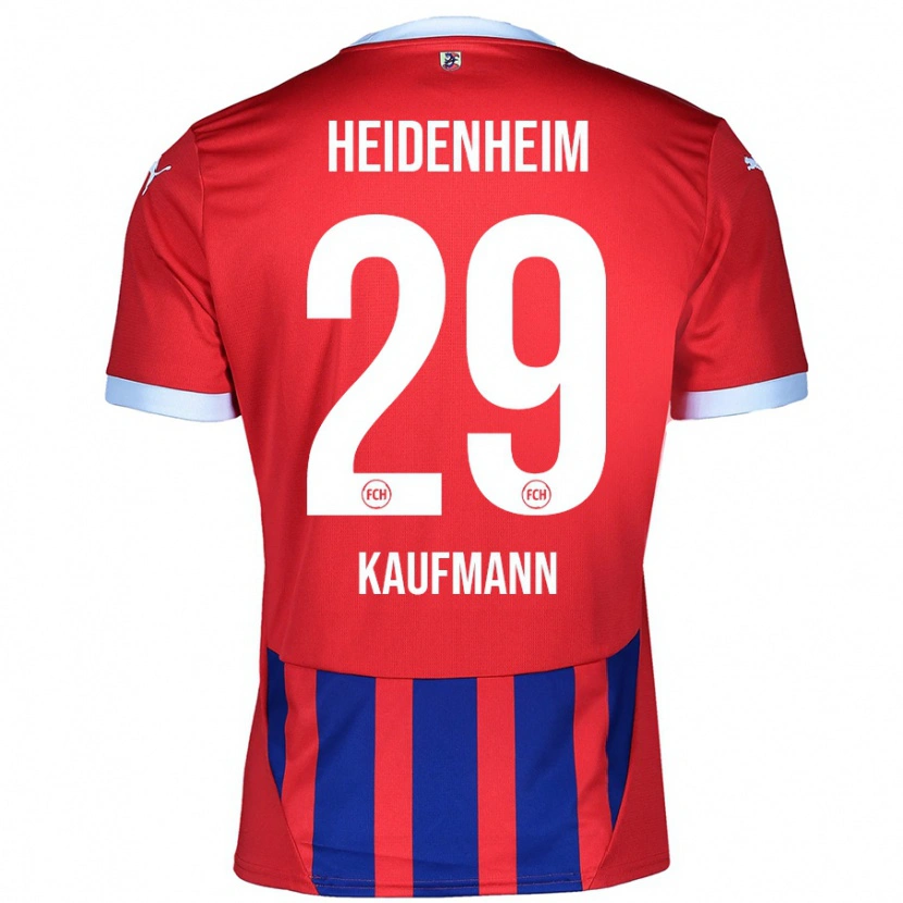 Danxen Mænd Mikkel Kaufmann #29 Rød Blå Hjemmebane Spillertrøjer 2024/25 Trøje T-Shirt