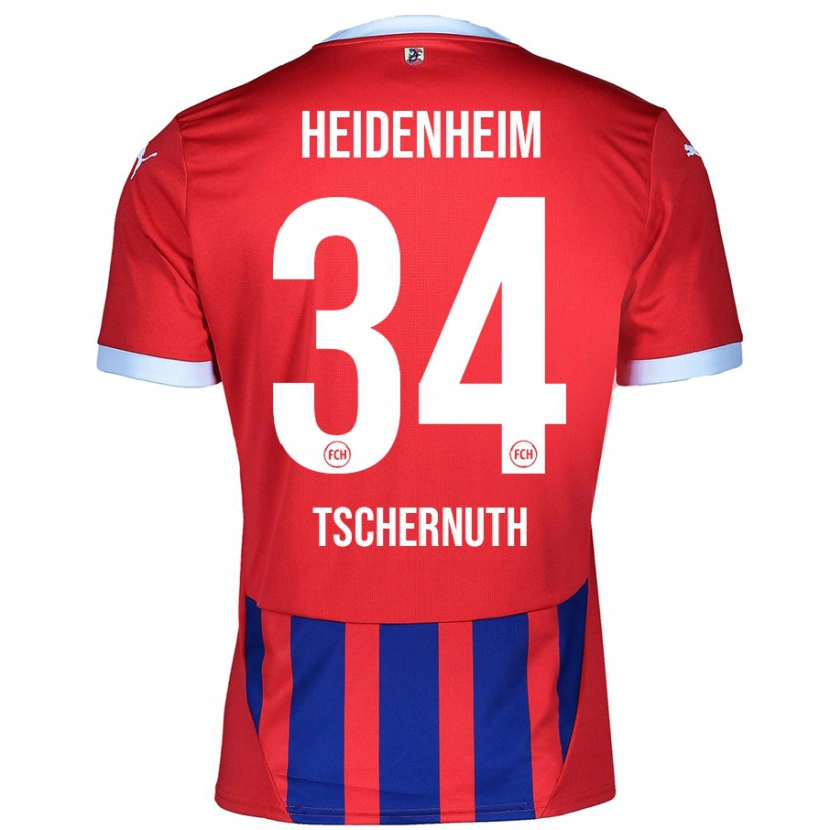 Danxen Mænd Paul Tschernuth #34 Rød Blå Hjemmebane Spillertrøjer 2024/25 Trøje T-Shirt