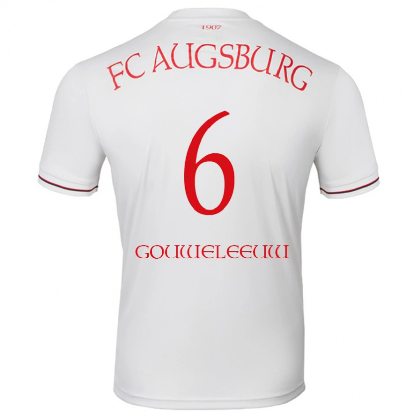 Danxen Mænd Jeffrey Gouweleeuw #6 Hvid Hjemmebane Spillertrøjer 2024/25 Trøje T-Shirt