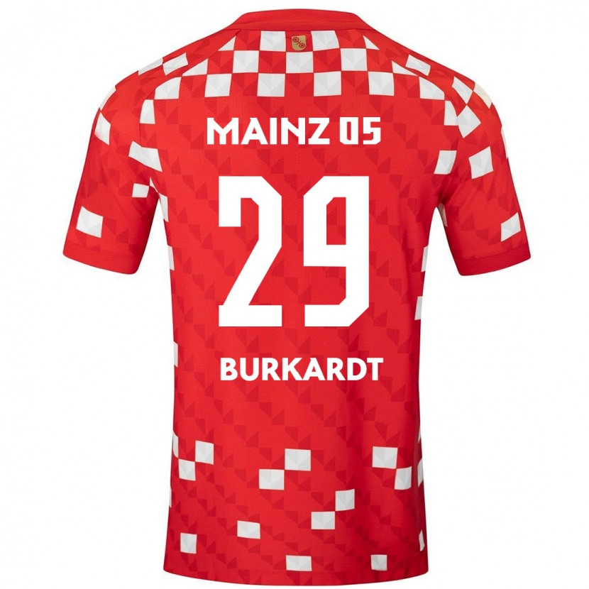 Danxen Mænd Jonathan Burkardt #29 Hvid Rød Hjemmebane Spillertrøjer 2024/25 Trøje T-Shirt