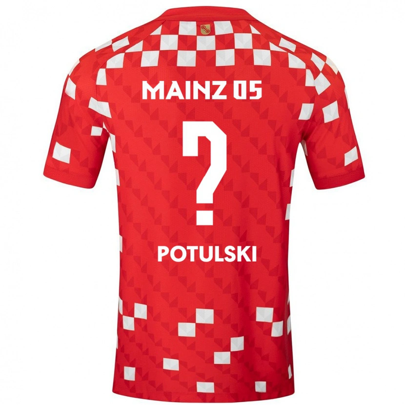 Danxen Mænd Kacper Potulski #0 Hvid Rød Hjemmebane Spillertrøjer 2024/25 Trøje T-Shirt