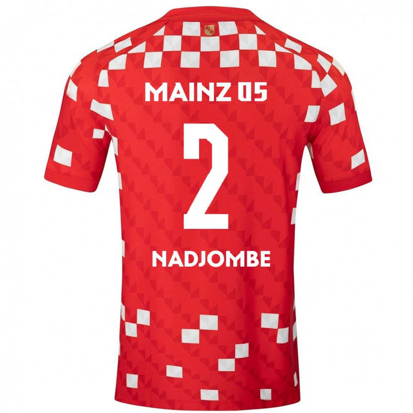 Danxen Mænd Jean-Marie Nadjombe #2 Hvid Rød Hjemmebane Spillertrøjer 2024/25 Trøje T-Shirt