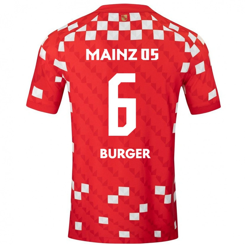 Danxen Mænd Korbinian Burger #6 Hvid Rød Hjemmebane Spillertrøjer 2024/25 Trøje T-Shirt