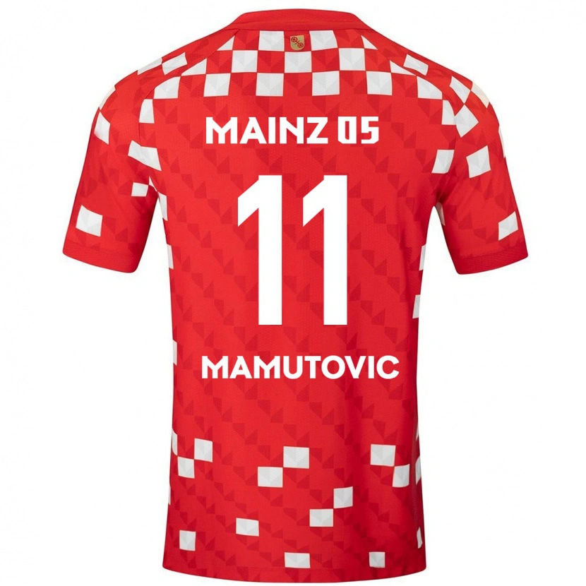Danxen Mænd David Mamutovic #11 Hvid Rød Hjemmebane Spillertrøjer 2024/25 Trøje T-Shirt