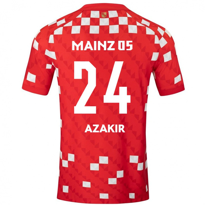 Danxen Mænd Dennis Azakir #24 Hvid Rød Hjemmebane Spillertrøjer 2024/25 Trøje T-Shirt