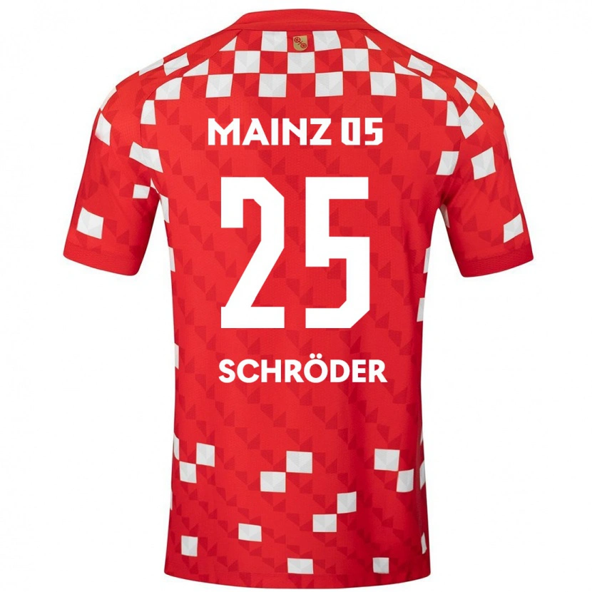 Danxen Mænd Maxim Schröder #25 Hvid Rød Hjemmebane Spillertrøjer 2024/25 Trøje T-Shirt