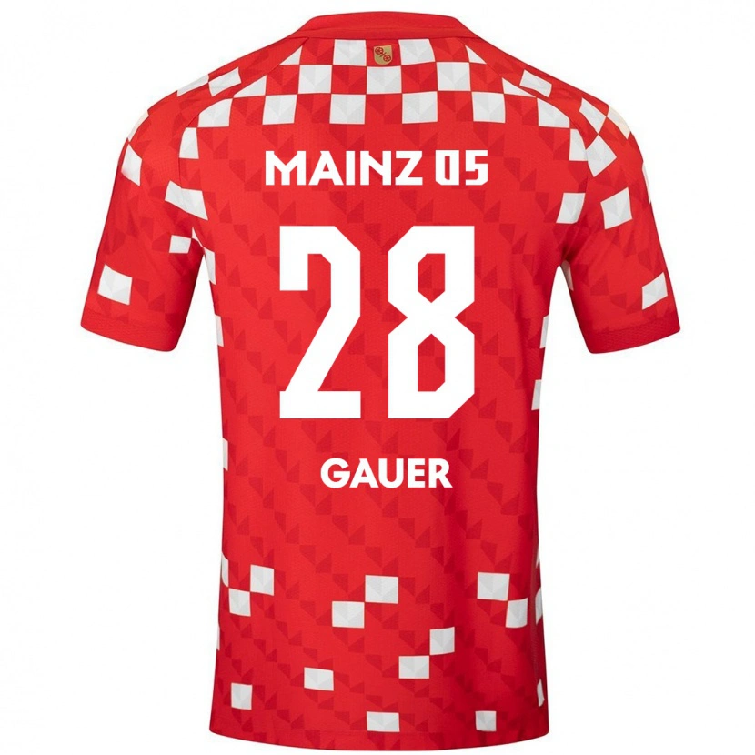 Danxen Mænd Luke Gauer #28 Hvid Rød Hjemmebane Spillertrøjer 2024/25 Trøje T-Shirt