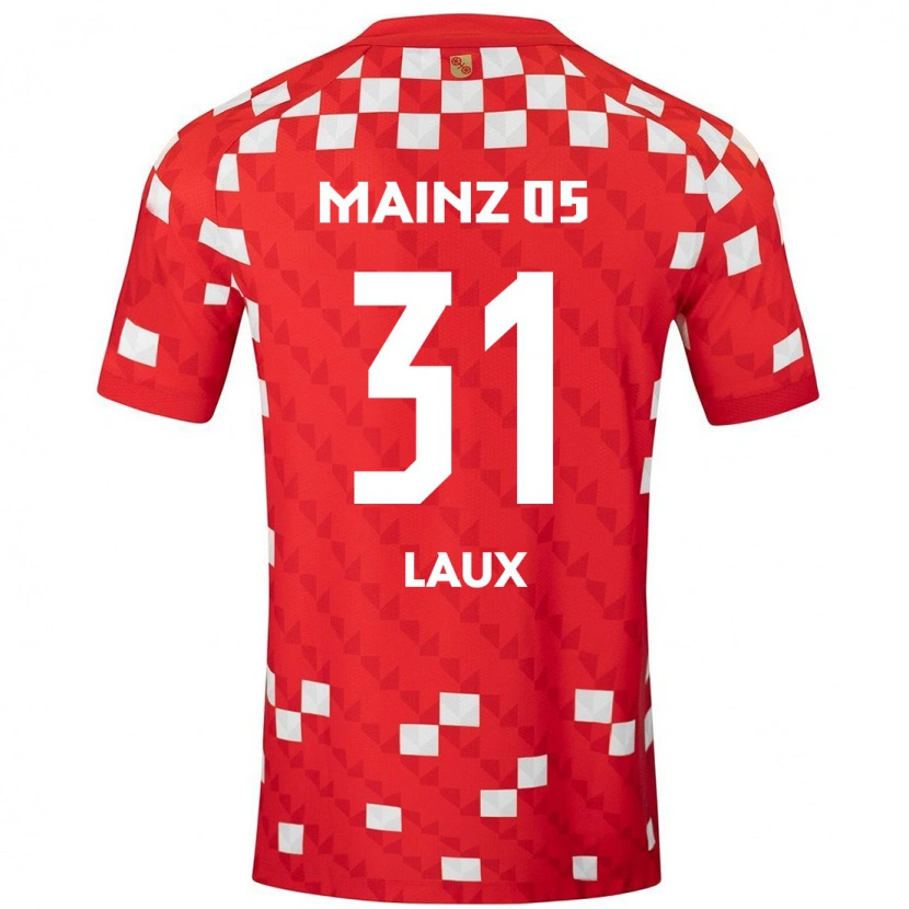 Danxen Mænd Lucas Laux #31 Hvid Rød Hjemmebane Spillertrøjer 2024/25 Trøje T-Shirt