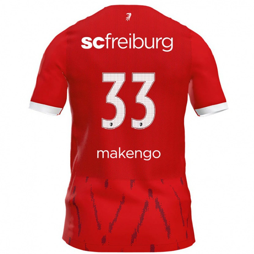 Danxen Mænd Jordy Makengo #33 Rød Hjemmebane Spillertrøjer 2024/25 Trøje T-Shirt