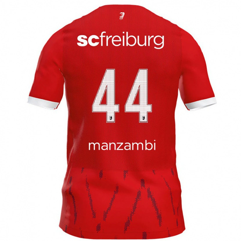 Danxen Mænd Johan Manzambi #44 Rød Hjemmebane Spillertrøjer 2024/25 Trøje T-Shirt