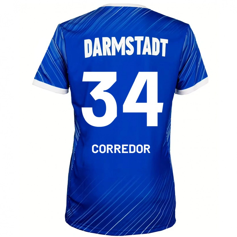 Danxen Mænd Killian Corredor #34 Blå Hvid Hjemmebane Spillertrøjer 2024/25 Trøje T-Shirt