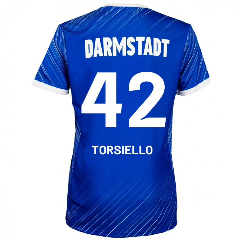 Danxen Mænd Fabio Torsiello #42 Blå Hvid Hjemmebane Spillertrøjer 2024/25 Trøje T-Shirt