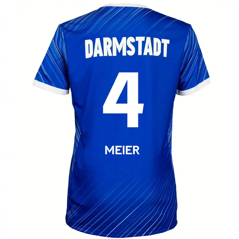 Danxen Mænd Mark Meier #4 Blå Hvid Hjemmebane Spillertrøjer 2024/25 Trøje T-Shirt
