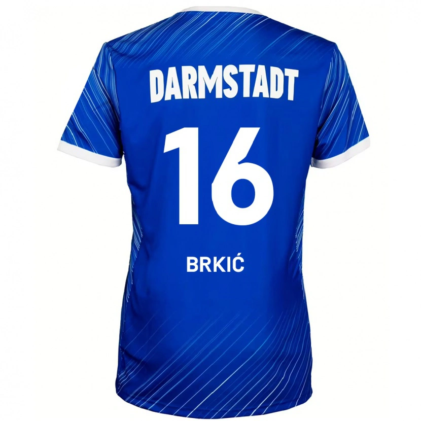 Danxen Mænd Amar Brkić #16 Blå Hvid Hjemmebane Spillertrøjer 2024/25 Trøje T-Shirt