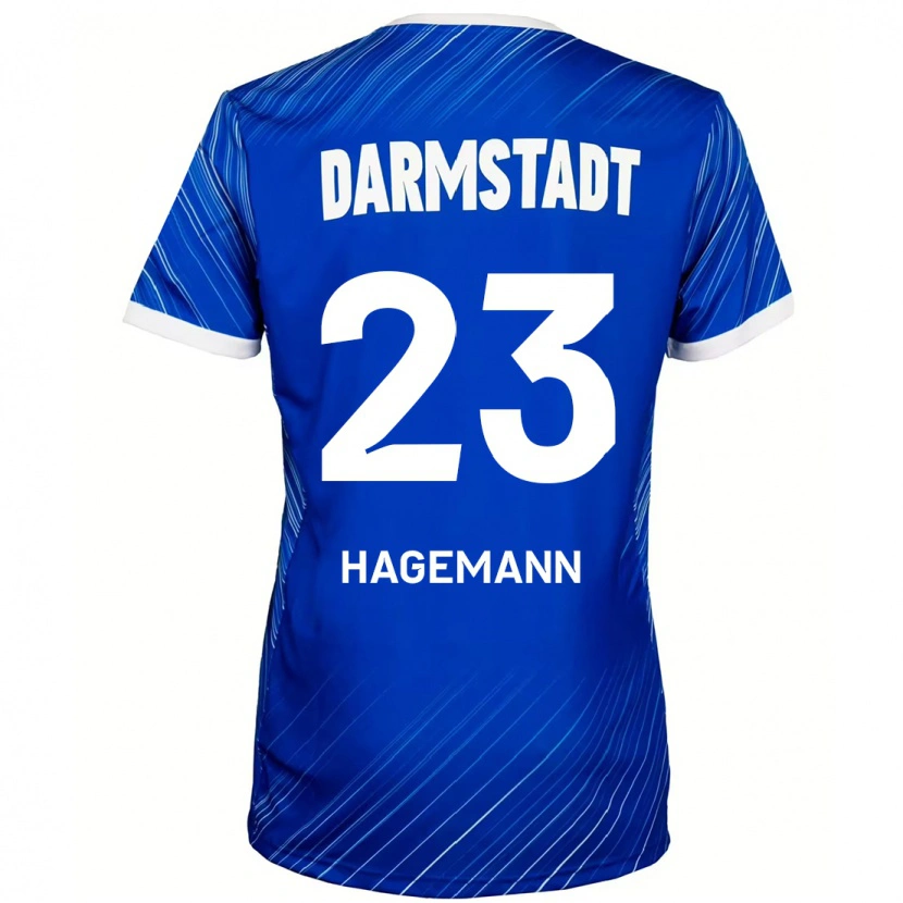 Danxen Mænd Emil Hagemann #23 Blå Hvid Hjemmebane Spillertrøjer 2024/25 Trøje T-Shirt