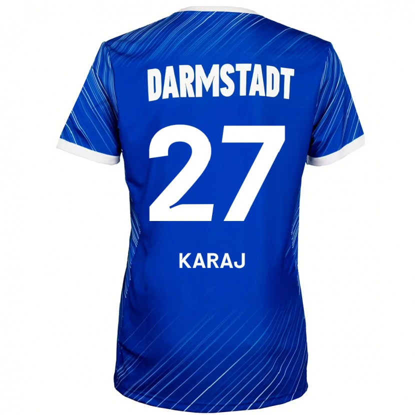 Danxen Mænd Eraldo Karaj #27 Blå Hvid Hjemmebane Spillertrøjer 2024/25 Trøje T-Shirt
