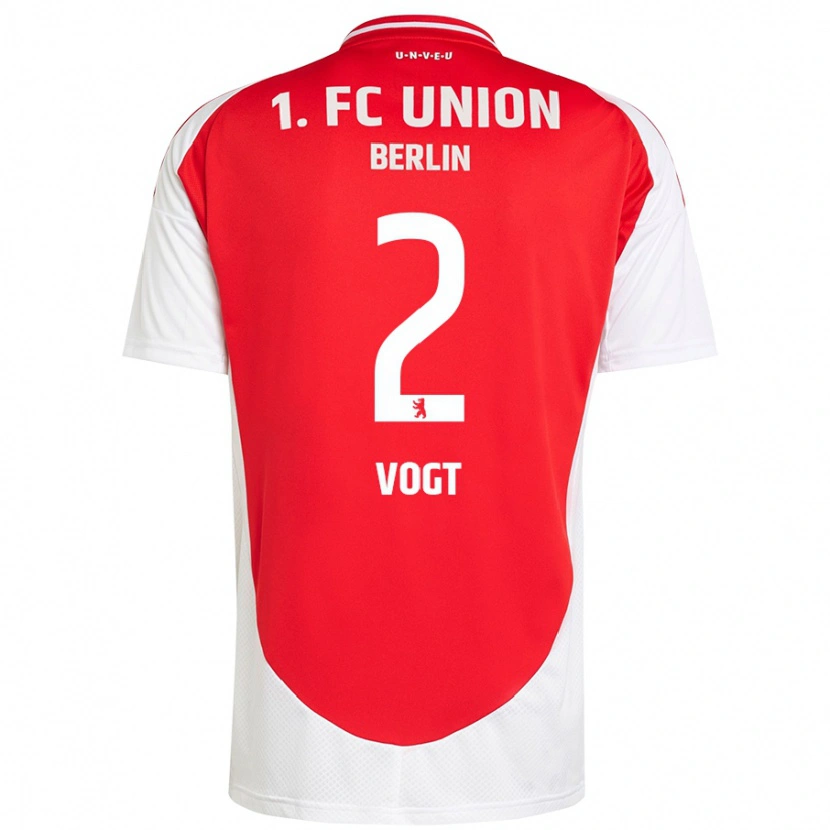 Danxen Mænd Kevin Vogt #2 Rød Hvid Hjemmebane Spillertrøjer 2024/25 Trøje T-Shirt