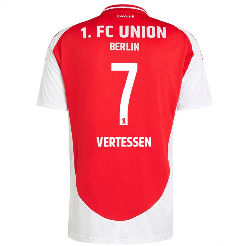 Danxen Mænd Yorbe Vertessen #7 Rød Hvid Hjemmebane Spillertrøjer 2024/25 Trøje T-Shirt