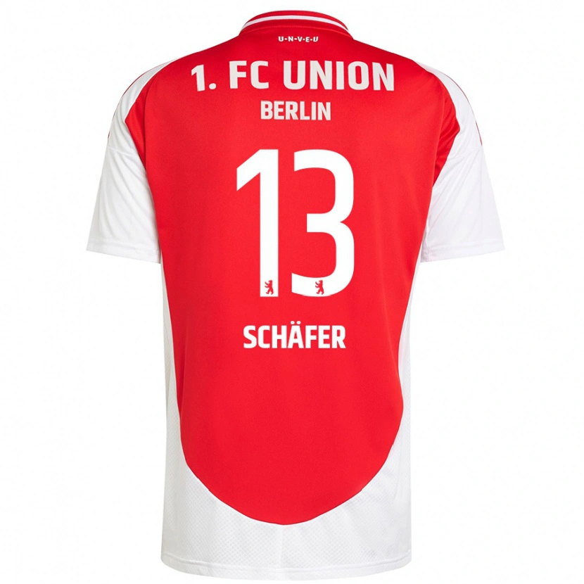 Danxen Mænd András Schäfer #13 Rød Hvid Hjemmebane Spillertrøjer 2024/25 Trøje T-Shirt