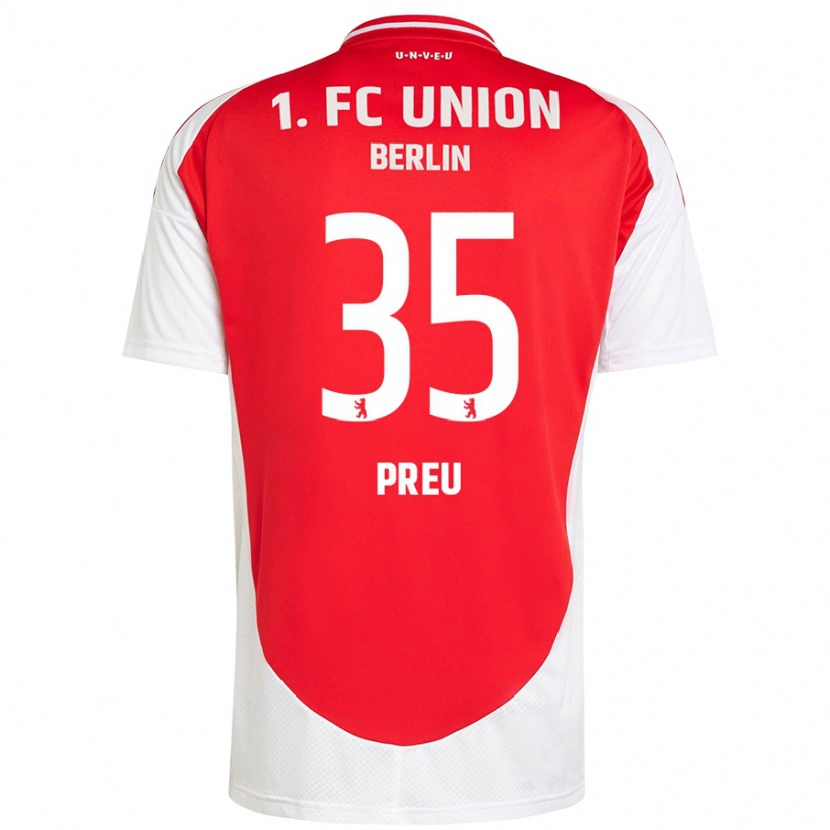 Danxen Mænd David Preu #35 Rød Hvid Hjemmebane Spillertrøjer 2024/25 Trøje T-Shirt