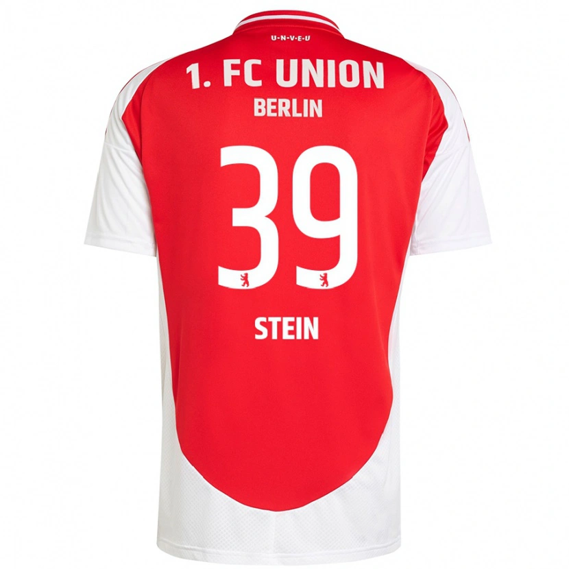 Danxen Mænd Yannic Stein #39 Rød Hvid Hjemmebane Spillertrøjer 2024/25 Trøje T-Shirt