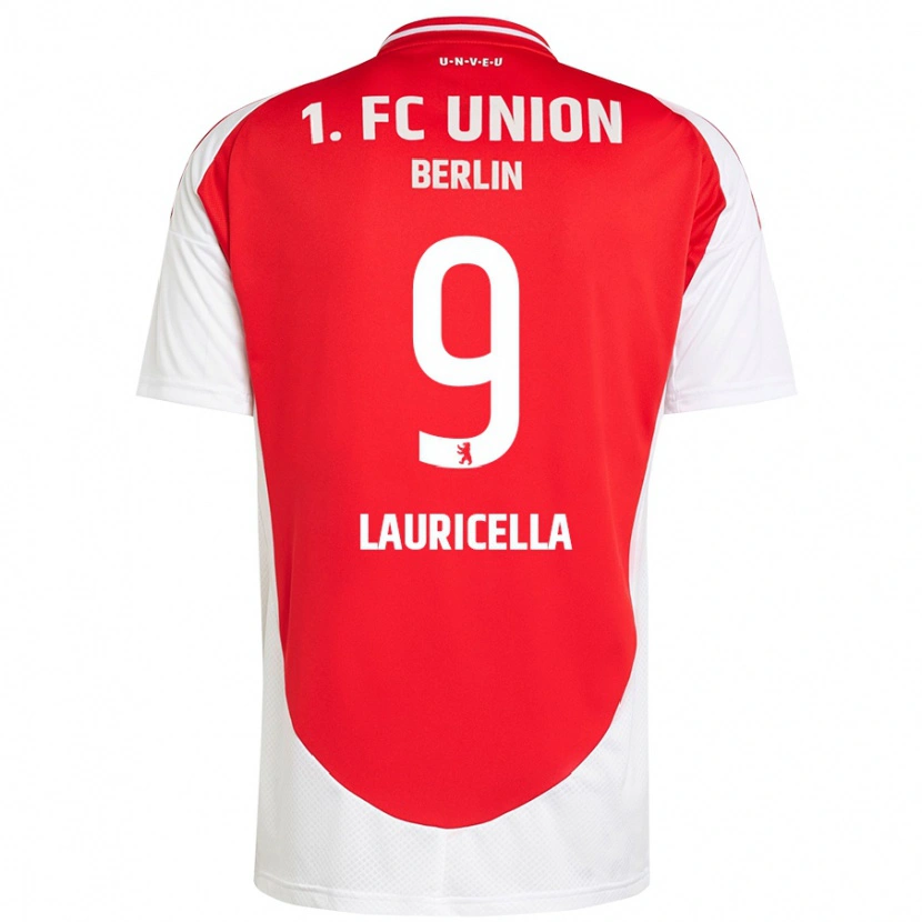 Danxen Mænd Guiseppe Lauricella #9 Rød Hvid Hjemmebane Spillertrøjer 2024/25 Trøje T-Shirt