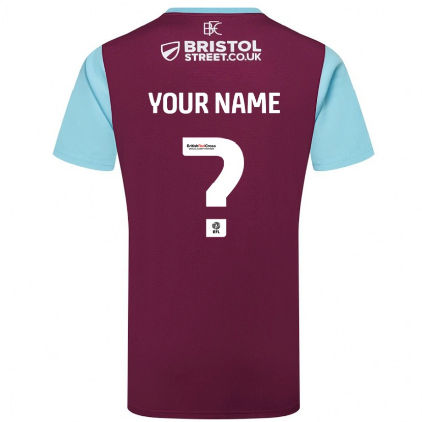 Danxen Mænd Dit Navn #0 Burgund Himmelblå Hjemmebane Spillertrøjer 2024/25 Trøje T-Shirt