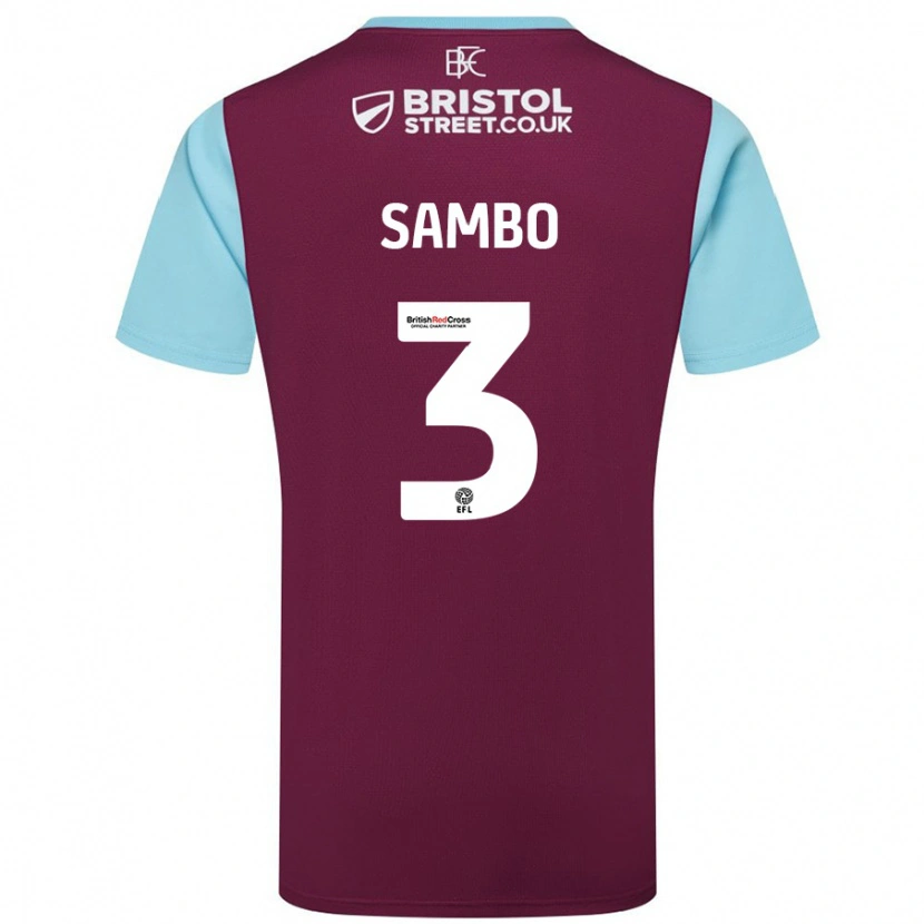 Danxen Mænd Shurandy Sambo #3 Burgund Himmelblå Hjemmebane Spillertrøjer 2024/25 Trøje T-Shirt