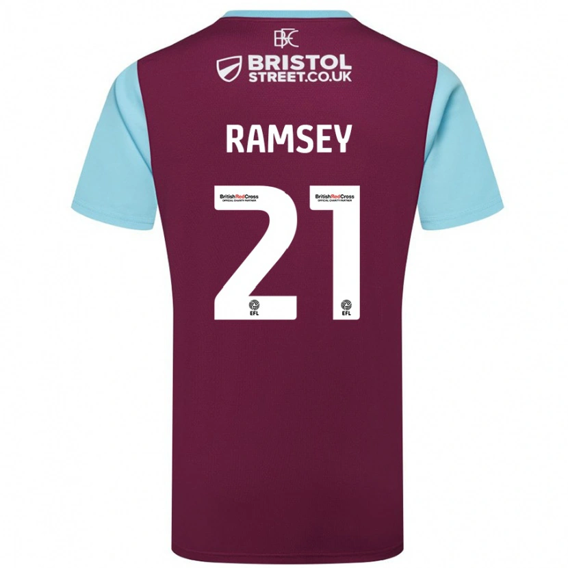 Danxen Mænd Aaron Ramsey #21 Burgund Himmelblå Hjemmebane Spillertrøjer 2024/25 Trøje T-Shirt