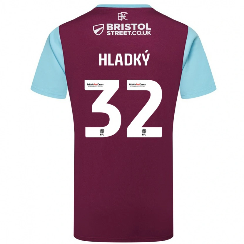 Danxen Mænd Vaclav Hladky #32 Burgund Himmelblå Hjemmebane Spillertrøjer 2024/25 Trøje T-Shirt