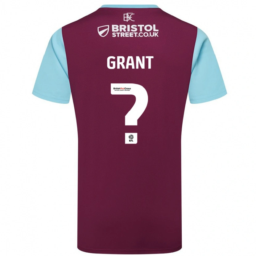Danxen Mænd Bradley Grant #0 Burgund Himmelblå Hjemmebane Spillertrøjer 2024/25 Trøje T-Shirt