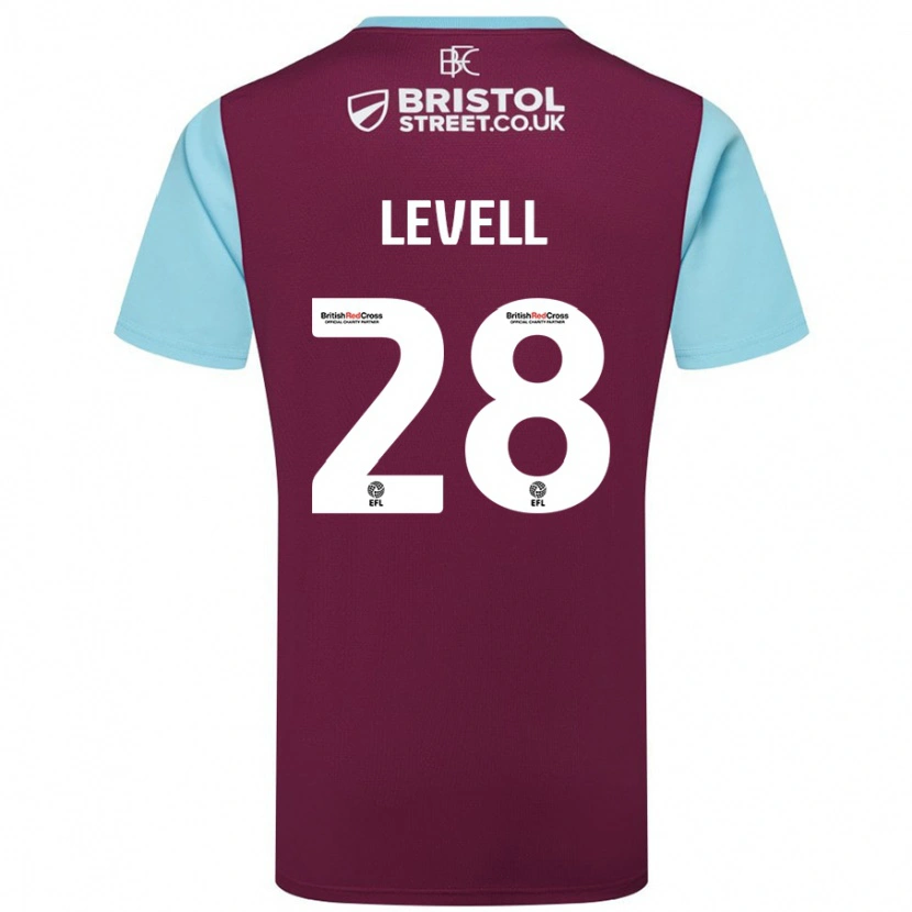 Danxen Mænd Kirstie Levell #28 Burgund Himmelblå Hjemmebane Spillertrøjer 2024/25 Trøje T-Shirt
