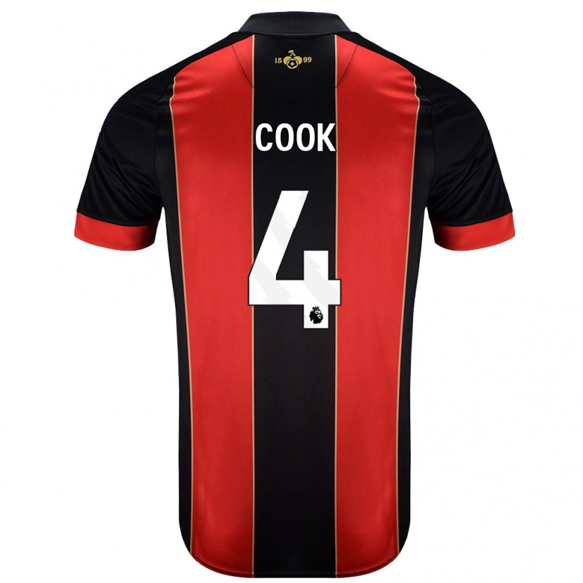 Danxen Mænd Lewis Cook #4 Rød Sort Hjemmebane Spillertrøjer 2024/25 Trøje T-Shirt