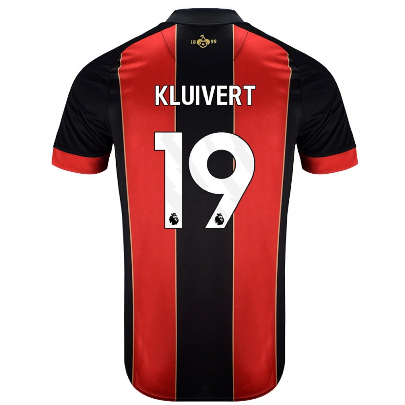 Danxen Mænd Justin Kluivert #19 Rød Sort Hjemmebane Spillertrøjer 2024/25 Trøje T-Shirt