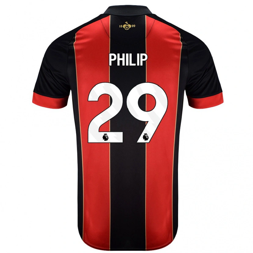 Danxen Mænd Philip Billing #29 Rød Sort Hjemmebane Spillertrøjer 2024/25 Trøje T-Shirt