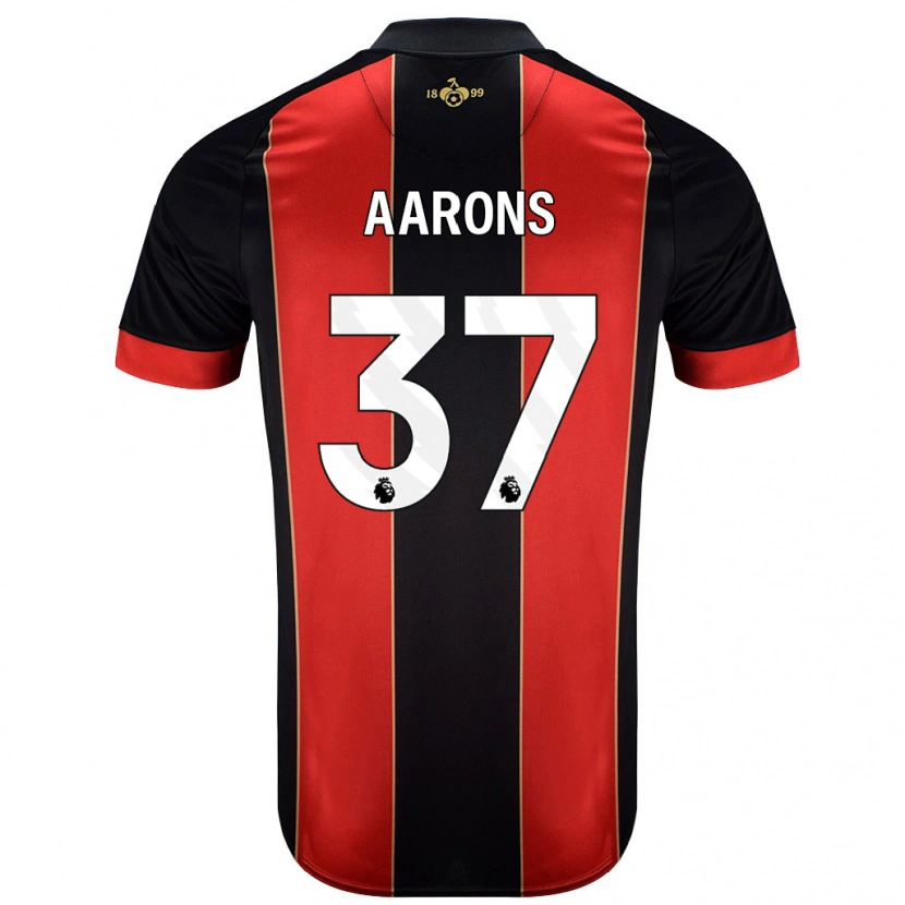 Danxen Mænd Max Aarons #37 Rød Sort Hjemmebane Spillertrøjer 2024/25 Trøje T-Shirt