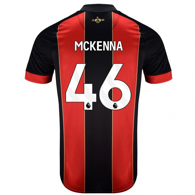 Danxen Mænd Callan Mckenna #46 Rød Sort Hjemmebane Spillertrøjer 2024/25 Trøje T-Shirt