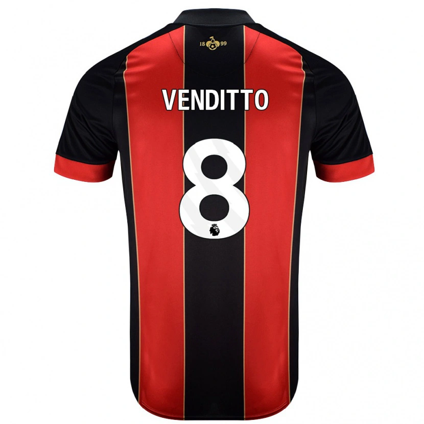 Danxen Mænd Olivia Venditto #8 Rød Sort Hjemmebane Spillertrøjer 2024/25 Trøje T-Shirt
